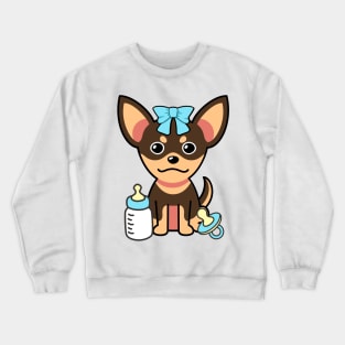 Cute small dog Gender reveal - its a boy Crewneck Sweatshirt